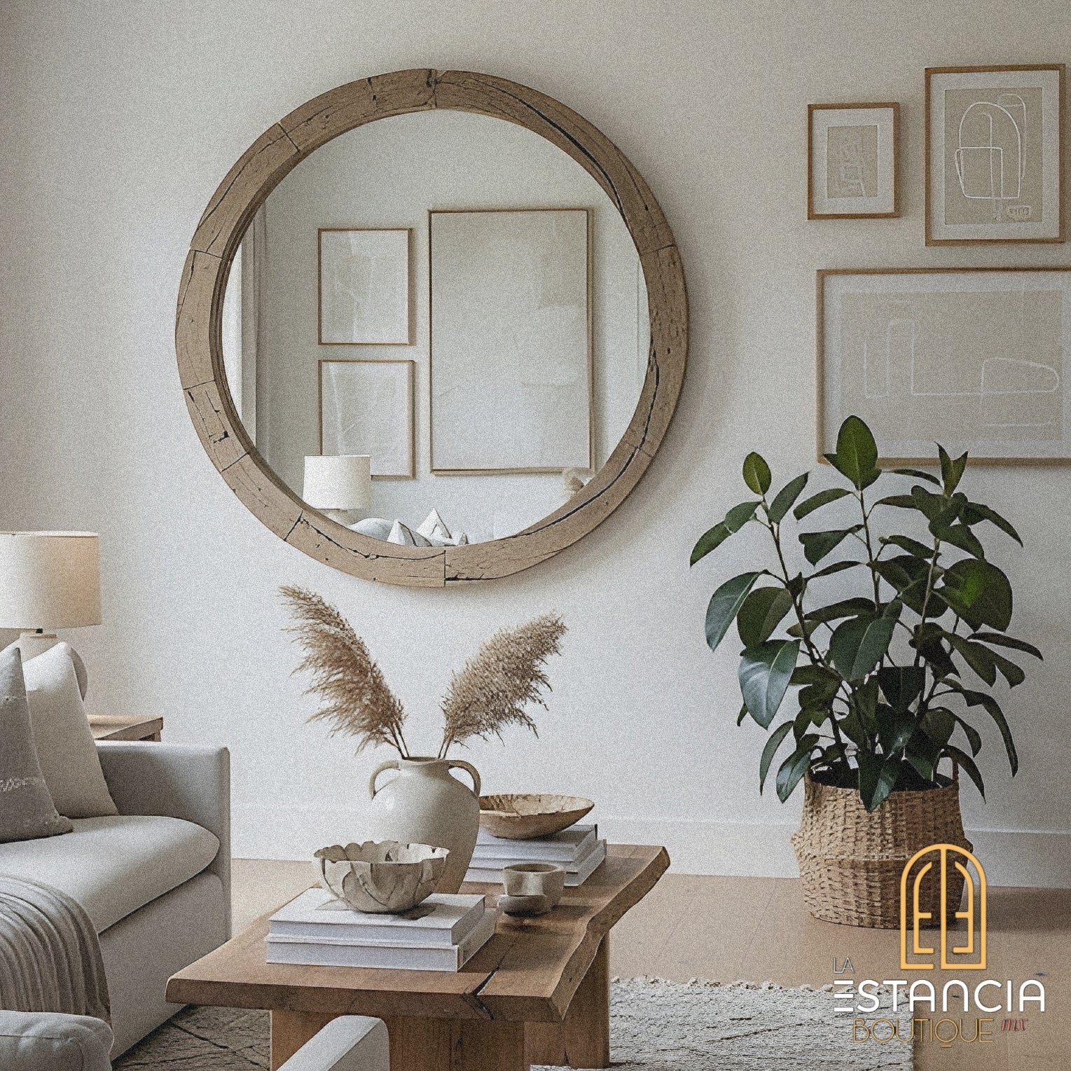 Marco para espejo redondo avejentado